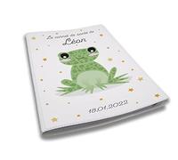 Protège carnet de santé personnalisé, idée cadeau personnalisable bébé, cadeau naissance original, Housse carnet de santé Grenouille - Plusieurs couleurs disponibles - CL0006a (Blanc)