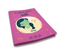 Protège carnet de santé personnalisé, idée cadeau personnalisable bébé, cadeau naissance original, Housse carnet de santé Fuchsia Signe Vierge - CL0019f