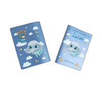 Protège carnet de santé personnalisé, idée cadeau personnalisable bébé, cadeau naissance original, Housse carnet de santé Éléphant Super Héros - CL0007c (Nacré Pétrole)