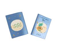 Protège carnet de santé personnalisé, idée cadeau personnalisable bébé, cadeau naissance original, Housse carnet de santé Signe Verseau - CL0019k (Nacré Pétrole)