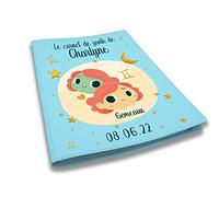 Protège carnet de santé personnalisé, idée cadeau personnalisable bébé, cadeau naissance original, Housse carnet de santé Bleu Ciel Signe Gemeaux - CL0019c