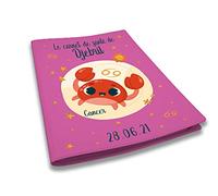 Protège carnet de santé personnalisé, idée cadeau personnalisable bébé, cadeau naissance original, Housse carnet de santé Fuchsia Signe Cancer - CL0019d
