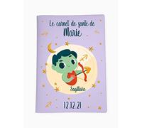 Protège carnet de santé personnalisé, idée cadeau personnalisable bébé, cadeau naissance original, Housse carnet de santé Mauve Signe Sagittaire - CL0019i
