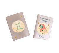 Protège carnet de santé personnalisé, idée cadeau personnalisable bébé, cadeau naissance original, Housse carnet de santé Signe Gemeaux - CL0019c (Nacré Rose)