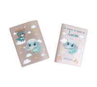 Protège carnet de santé personnalisé, idée cadeau personnalisable bébé, cadeau naissance original, Housse carnet de santé Éléphant Super Héros - CL0007c (Nacré Rose)