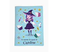 Protège carnet de santé personnalisé, idée cadeau personnalisable bébé, cadeau naissance original, Housse carnet de santé Sorcière - CL0059a (Bleu Ciel)