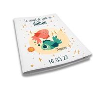 Protège carnet de santé personnalisé, idée cadeau personnalisable bébé, cadeau naissance original, Housse carnet de santé Signe Astrologique Poisson - CL0019l (Blanc)