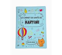 Protège carnet de santé personnalisé, idée cadeau personnalisable bébé, cadeau naissance original, Housse carnet de santé Bleu Ciel Dessins - CL0031b