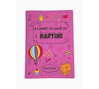 Protège carnet de santé personnalisé, idée cadeau personnalisable bébé, cadeau naissance original, Housse carnet de santé Fuchsia Dessins - CL0031b
