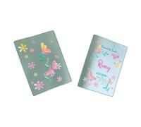 Protège carnet de santé personnalisé, idée cadeau personnalisable bébé, cadeau naissance original, Housse carnet de santé Papillons aquarelle - LC0001b (Nacré Kaki)