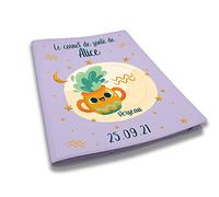 Protège carnet de santé personnalisé, idée cadeau personnalisable bébé, cadeau naissance original, Housse carnet de santé Mauve Signe Verseau - CL0019k