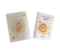 Protège carnet de santé personnalisé, idée cadeau personnalisable bébé, cadeau naissance original, Housse carnet de santé Signe Lion - CL0019e (Nacré Perle)