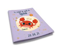 Protège carnet de santé personnalisé, idée cadeau personnalisable bébé, cadeau naissance original, Housse carnet de santé Mauve Signe Cancer - CL0019d