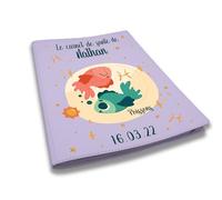 Protège carnet de santé personnalisé, idée cadeau personnalisable bébé, cadeau naissance original, Housse carnet de santé Signe Astrologique Poisson - CL0019l (Mauve)