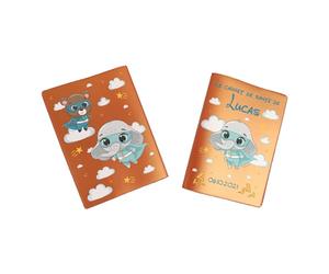 Protège carnet de santé personnalisé, idée cadeau personnalisable bébé, cadeau naissance original, Housse carnet de santé Éléphant Super Héros - CL0007c (Nacré Orange)