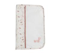 Trois Kilos Sept - Protège Carnet de Santé Pour Bébé - Naissance - 100% Popeline De Coton Organique - Motifs Fleuris - Rose - Blanc - Détails Brodés Lapin Et Chat - 17,5x25 cm