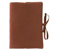 Protège carnet de santé Toffee - Doux, rembourré et pratique - Rabats intérieurs & liens à nouer - Broderie "Mon carnet de santé" - Look tendre et raffiné