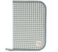 Walking Mum. Livre de naissance I Love Vichy. Housse porte-documents pour bébé avec poches transparentes et fermeture éclair. Couleur verte. Dimensions : 19 x 28 x 1 cm.