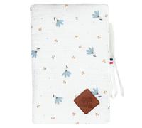 SEVIRA KIDS - Protège carnet de santé bébé en gaze de coton, Bleuet - 17 x 23 cm Made in France