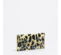 Protège-cartes enveloppe texturé pailleté print Leopard jaune pastel UN