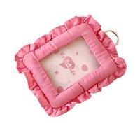 Protège-cartes photo à bordure volantée de 7,6 cm en tissu PVC pour cartes, cartes photo, étui pour sac, breloque, organiseur de cartes sécurisé pour les professionnels, rose rouge