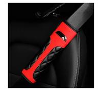 Protège-ceinture Couverture Universelle Protection Voiture En Cuir PU Fiber Carbone Cristal Décoration Ceinture Sécurité Brodée 1 Pièce ceinture doux(Red)