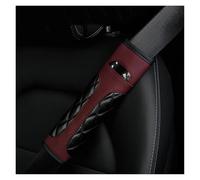 Protège-ceinture Couverture Universelle Protection Voiture En Cuir PU Fiber Carbone Cristal Décoration Ceinture Sécurité Brodée 1 Pièce ceinture doux(Wine red)