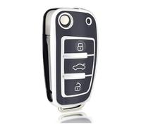 protège clé Voiture pour Audi A3 A4L A6 Q2L Q3 Q5 Q7 TT A1 S3 RC3 Étui pour Clé Télécommande À Rabat en TPU Coque De Protection pour Clé De Voiture Accessoires(Black Silver)