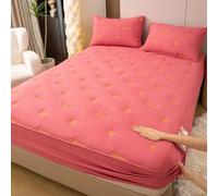 Protege/Couvre Matelas Matelassé 140/160/170x190cm Housse de Protection Matelas-Personnalisable-Lavable Ultra Doux Protégé Matelas Broderie Respirante Surmatelas Alèse Draps-Housses (140x190+30cm,Red)