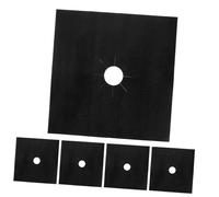 Protège-cuisinière à Gaz Ptfe Noir 5 Pièces, Découpe sur Mesure | Protection Plaque de Cuisson, Trou Central Prédécoupé, pour Surface et Brûleur, Entretien Facile