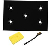 Protège-cuisinière à Gaz Réutilisable 1 Set avec Trou Central Prédécoupé | Ptfe Fibre de Verre, Lavable à L’eau Savonnette, Brosse Incluse, la Cuisine, Plupart des Modèles Couleur Aléatoire
