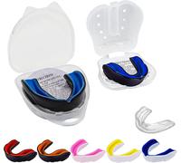 Protège-Dents Double Couche Protège-Dents Fin Pour Enfants Et Jeunes Avec Étui Pour École Sports Combat, Rugby Football Muay Thai Mma Boxe Arts Martiaux, Basket-Ball (Jnr-Noir/Bleu)