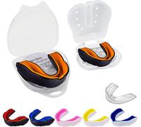 Protège-Dents Double Couche Protège-Dents Fin Pour Enfants Et Jeunes Avec Étui, Pour L'école Les Sports Combat Rugby Muay Thai Mma La Boxe Les Arts Martiaux(Jnr-Noir/Orange