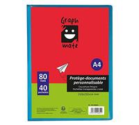 Protège document A4 personnalisable GRAPHMATE 80 vues - 40 pochettes 80 vues bleu