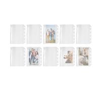 Protège-feuilles transparent - 10 pochettes à fermeture éclair M5 à 5 anneaux, feuilles de protection, pour étudiants, enseignants, voyageurs, autocollants, photos, cartes, reçus, bureau