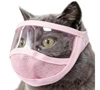 Protège-Gueule pour Chat,Couvre-tête en réglable,Masque Chat Transparent et Respirant de Toilettage - pour prévention des morsures, Coupe des Griffes, Bain et Jeu en Plein air