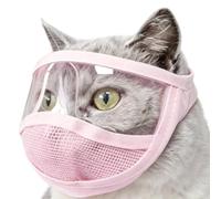 Protège-Gueule pour Chat | Filet Ajustable Couvre-Tête Animal - Masque de toilettage Transparent et Respirant pour Chat - pour prévention des morsures, Coupe des Griffes, Bain et Jeu en Plein air