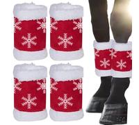 Protège-Jambes Pour Chevaux Brace Chaud Motif Flocon De Neige | 4 Pièces Bottes De Jambe Cheval De Noël Entraînement Équitation Quotidienne Protection Hivernale Sports Équestres Ferme