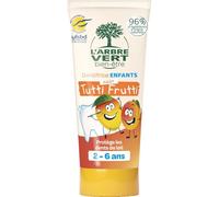 Protège les dents de lait avec le dentifrice Tutti Frutti L'ARBRE VERT BIEN-ETRE, format 50mL pour enfant 2-6 ans - Lot de 4