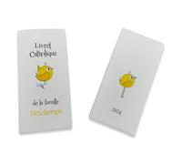 Protège Livret de Famille Personnalisé - Livret de Famille Catholique Oiseau - Élégance et Protection avec notre article fabriqué et personnalisé en France - SP0203a (Blanc)