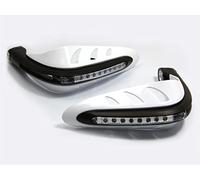 Protège-mains de moto avec feux de jour à LED | Déflecteurs d'air pour vélos d'aventure, vélos de rue, quads, VTT | pour s'adapter aux guidons de 22 mm (7/8 pouces) (2 PCS) BLANC