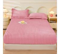 Protège-Matelas, 120x200cm Drap Housse en Velours de Lait Couleur Unie avec Rayures texturéesRose Protecteur de Matelas