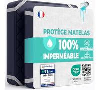 Protège Matelas 140x190 cm Alèse Impermeable en Coton Housse Matelas Protection Lit Adulte et Bebe Drap Alaise pour Incontinence Anti-Acarien Couvre-Matelas Pipi Lavable en Machine avec 4 Élastiques
