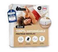 Protège Matelas 80x200 cm | Alèse Imperméable en Coton | Forme Drap-Housse | Absorbant et Anti-acariens | Compatible Bonnet Jusqu'à 40 cm | Silencieux et Hypoallergénique | Certifié Oeko-TEX | Ôhm