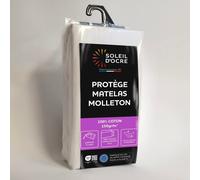 Soleil d'ocre, Flanelle Protège Matelas, Coton, Blanc, 80x200 cm