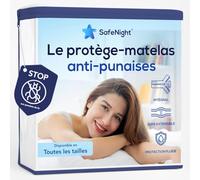 Protège-matelas anti-punaises de lit - King Size 150 x 200 cm - Housse complète zippée - Bloque les punaises de lit et les acariens - Surface en coton doux et imperméable - Ajusté extensible (16-32 cm