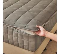 Protège Matelas avec Fermeture éclair 130/140x190 Personnalisable Housse de Matelas Intégrale Matelassé Sur Cinq Côtés Alèse Drap-Housse Lavable Housse Protection Matelas Demenagement(80x190+10cm,Gray