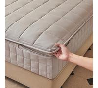 Protège Matelas avec Fermeture éclair 130/140x190 Personnalisable Housse de Matelas Intégrale Matelassé Sur Cinq Côtés Alèse Drap-Housse Lavable Housse Protection Matelas Demenagement(70x190+15cm,Gray
