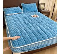 Protège-matelas de luxe en velours doux pour grand lit/king size - 150 x 200 cm - Poche profonde - Résistant à la poussière - Lavable - Épais et chaud - Bande élastique pour un confort ultime