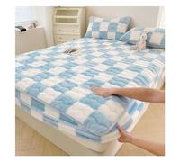 Protège-matelas double en velours polaire doux avec sangles élastiques, housse de matelas respirante pour chambre à coucher, dortoir, draps-housses lavables (couleur : noir, taille : double-90 x 200